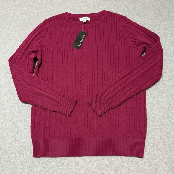 Kim Rogers Sweaters - Kim Rogers Magenta Preppy Cable Knit Sweater Size M Soft Classic Collegiate New